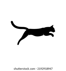 Jumping Cat Silhouette Logo Vector