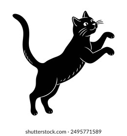 A jumping Cat silhouette vector art illusreation.