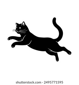 Una ilustración de Arte vectorial de silueta de gato saltando.