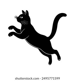A jumping Cat silhouette vector art illusreation.
