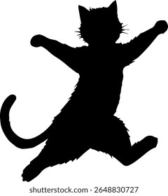 Jumping Cat Silhouette Vector Black Animal Clipart on White Background