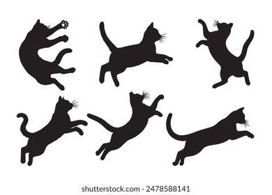 jumping cat silhouette vector illustration art