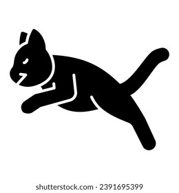 Jumping cat solid icon, funny animals concept, kitty bounds and leaps vector sign on white background, glyph style icon for mobile concept and web design. Vector graphics