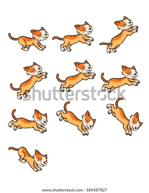 Download Jumping Cat Sprite Stock Vector (Royalty Free) 184587827