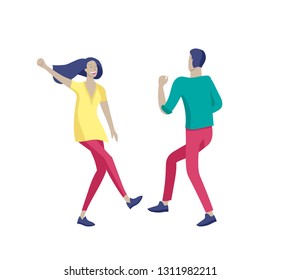 Jumping character in various poses. Group of young joyful laughing people jumping with raised hands. Happy positive young men and women rejoicing together, happiness, freedom, motion people concept.