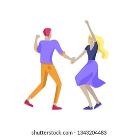 Jumping character in various poses. Group of young joyful laughing people jumping with raised hands. Happy positive young men and women rejoicing together, happiness, freedom, motion people concept.