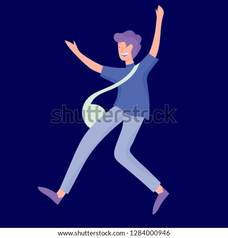 Jumping character in various poses. Happy positive young women rejoicing, happiness, freedom, motion people concept.