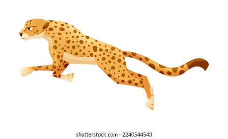 Jumping Cheetah als afrikanische Große Katze mit langen Schwänzen und schwarzen Spots auf Coat Vektor Illustration