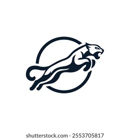 Jumping Cheetah Jaguar Leopard Puma Lion Panther Tiger logo design Suitable For Outdoor Adventure Brand