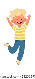 Jumping Child Boy Vector Illustration