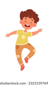 Jumping Child Boy Vector Illustration