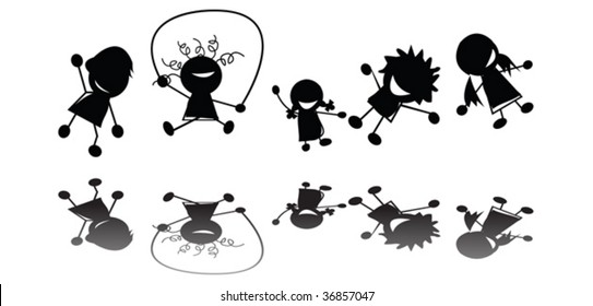 Jumping Children Silhouettes Stock Vector (Royalty Free) 36857047 ...