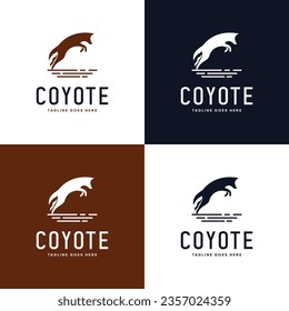 Jumping coyote logo vector template.