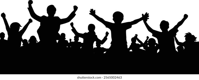 Jumping crowd silhouette illustration set