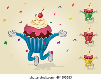 Jumping Cup Cake With Confetti