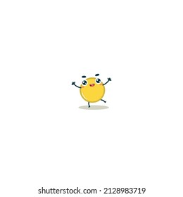 Jumping cute coin character vector design.