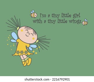 Jumping cute fairy  girl with bees