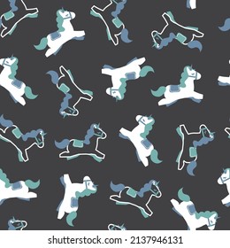 Jumping Cute Ponies in the Night Vector Graphic Cartoon Seamless Pattern can be use for background and apparel design