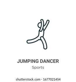 Jumping dancer outline vector icon. Thin line black jumping dancer icon, flat vector simple element illustration from editable sports concept isolated stroke on white background