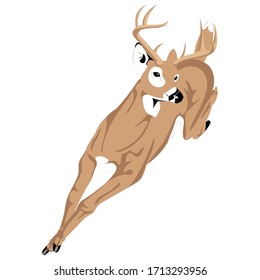 Jumping Deer with a big horn Cartoon Animal Template
