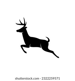 jumping deer icon illustration, simple deer logo design