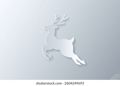 jumping deer icon made with white paper cut effect style