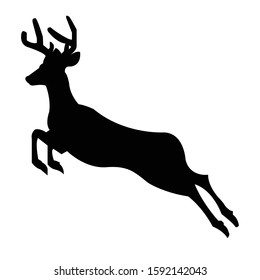 Jumping Deer Icon Silhouette. Vector Illustration. Flat Cartoon Style.