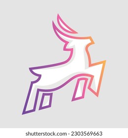 Jumping Deer Line Art Design Logo abstrakte Vektorvorlage
