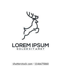 jumping deer lineart logo design