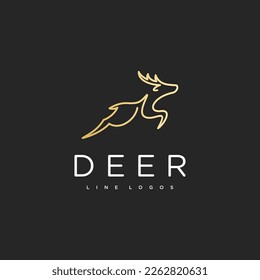 jumping deer logo with line art style