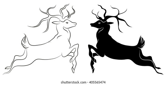 Jumping deer silhouette