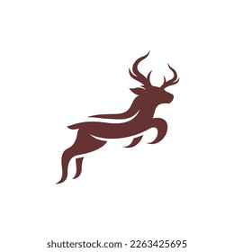 Jumping deer silhouette creative logo design