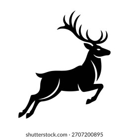 Jumping deer silhouette isolated on white background, Vector