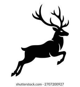 Jumping deer silhouette isolated on white background, Vector