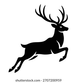 Jumping deer silhouette isolated on white background, Vector
