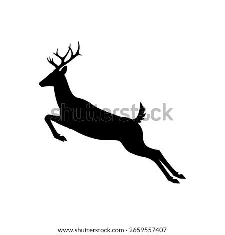 Jumping deer silhouette vector flat illustration design.
