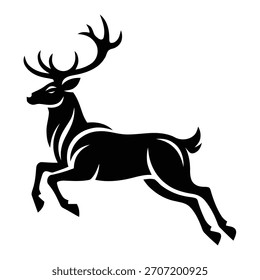 Jumping deer silhouette vector isolated on white background, Vector