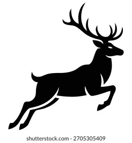 Jumping deer silhouettes isolated on white background, Vector