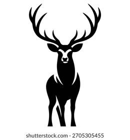 Jumping deer silhouettes isolated on white background, Vector