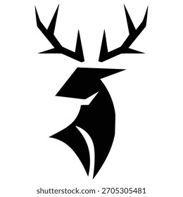 Jumping deer silhouettes isolated on white background, Vector