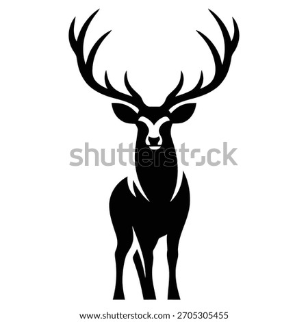Jumping deer silhouettes isolated on white background, Vector