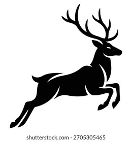Jumping deer silhouettes vector isolated on white background, Vector