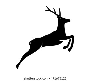 Jumping Deer - Vector silhouette on white background