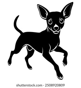 Jumping Dog Chihuahua Silhouette Vector Art