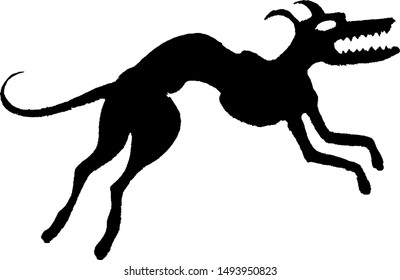 Jumping dog silhouette drawing vector