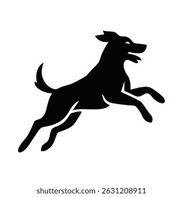 jumping dog silhouette icon vector