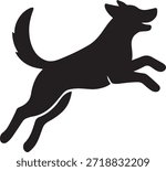 Jumping dog silhouette isolated on white background