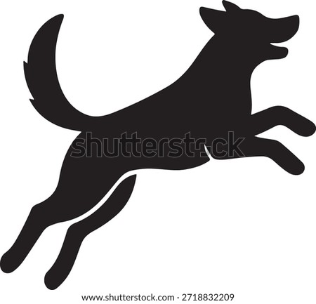 Jumping dog silhouette isolated on white background