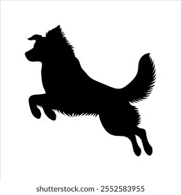 Jumping dog silhouette vector illustration design on white background.