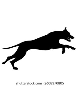 Jumping Dog Silhouette Vector on White Background